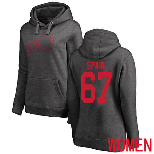 NFL Women Buffalo Bills 67 Quinton Spain Ash One Color Pullover Hoodie Sweatshirt